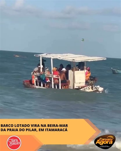 Caruaru Agora on Instagram: "Imagens registradas neste sábado (3) mostram o momento em que um barco de passeio virou na beira-mar da Praia do Pilar, na Ilha de Itamaracá. O incidente aconteceu próximo à faixa de areia e chamou a atenção de banhistas que estavam no local. Pelas imagens, é possível perceber que a embarcação estava acima da capacidade de lotação, situação considerada de alto risco. A superlotação compromete a estabilidade do barco e aumenta significativamente as chances de acidente