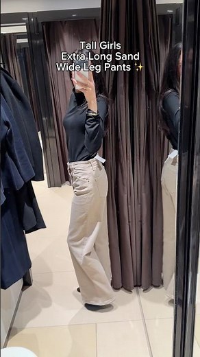 ‪@zara‬ Extra Long Sand Wide Leg Pants for Tall Girls | Spring 2026 Try-On