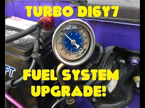 Turbo D16y7 gets a fuel system upgrade. (How to install Ebay fuel pressure regulator)
