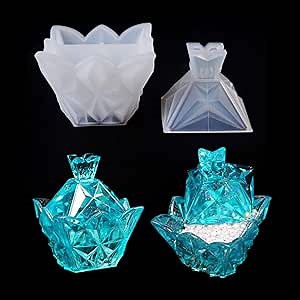 FineInno Pyramid Box Resin Mold,Jar Epoxy Silicone Mold with Lid,Epoxy Molds DIY Crystal Container,Jewelry Storage,Flower Pot,Craft,Home Decor