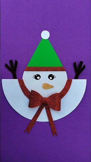 "Half Circle Paper Snowman Craft | Easy Christmas DIY" ☃️🎄
