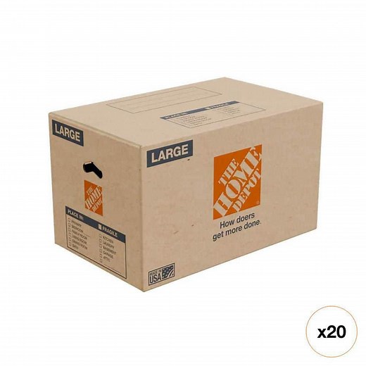 The Home Depot Large Moving, Shipping, and Packing Box with Handles (20 Count) - The Home Depot