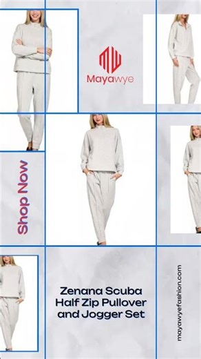Zenana Scuba Half Zip Pullover and Jogger Set