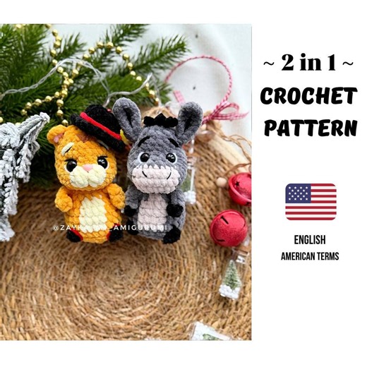 Amigurumi Crochet Pattern 2 in 1 Mini Cat in Boots and Donkey 2 in 1 - Amigurumi Stuffed Cat Plush Pattern Amigurumi Animals - Etsy