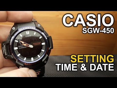 Casio SGW-450 - Setting Time and Date tutorial