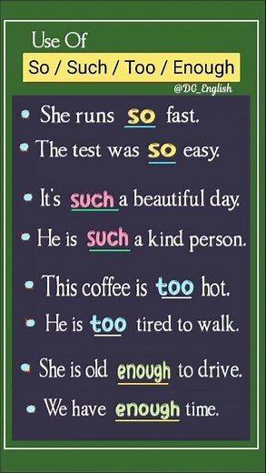 Use Of " So / Such / Too / Enough Or...? 🤩 Example Sentences For Practice #goviral