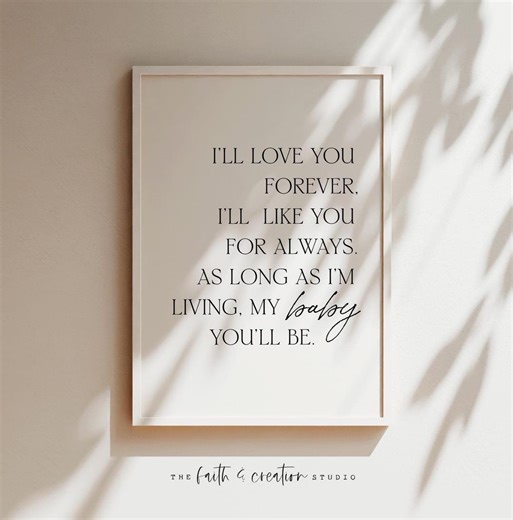 I'll Like You for Always, Digital Printable, My Baby You'll Be, Love You Forever Book Quotes, I'll Love You Forever, Nursery Art, Minimalist - Etsy