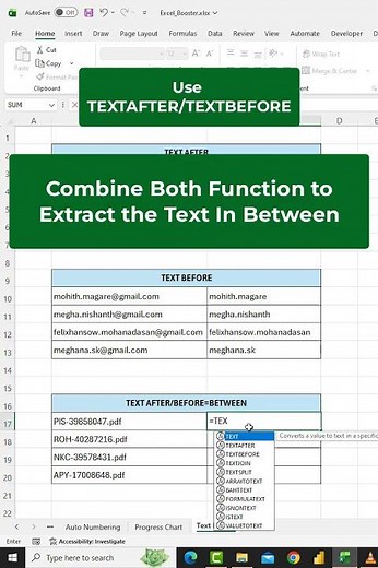 Text extraction function in Excel | TEXTAFTER/ TEXTBEFORE #excel #shorts #exceltips #exceltricks