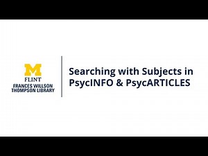 Searching with Subjects in PsycINFO & PsycARTICLES