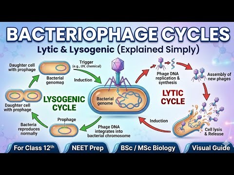 Bacteriophage and it s life cycle (lytic cycle and lysogenic Cycle)