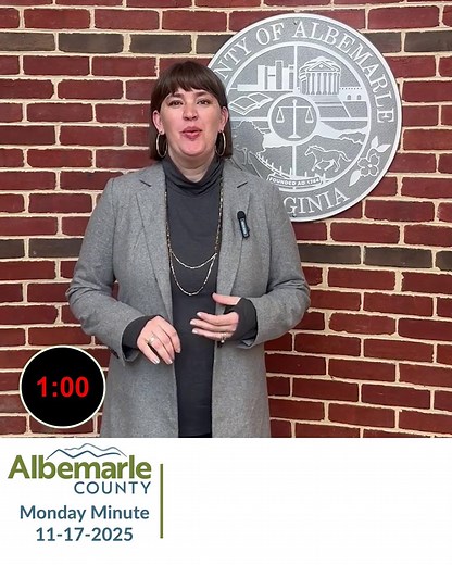 Welcome to Monday Minute with Albemarle County. Stay informed with a quick 60-second overview of key updates and events happening across Albemarle County this week. From local initiatives to upcoming meetings and community programs, here's what you need to know! This week, we cover the Hillsdale Pocket Park, Safe Exchange Locations, and the new U.S. 29 Bridge! 🌉 | County of Albemarle