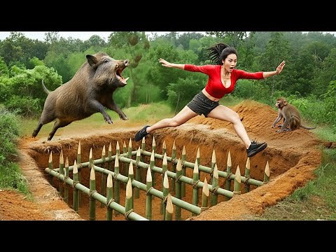 72 Hours Survival Alone: Digging a Big Trap Hole to Subdue Wild Boars