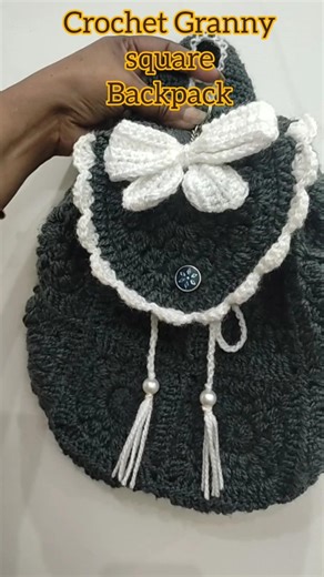 Crochet Cute Bow Granny square Backpack 😍 🎒
