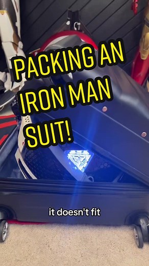 Time to cut some things up! Lets make this Iron Man suit fit into a normal suitcase! #ironman #traveltiktok #comiccon #cosplay