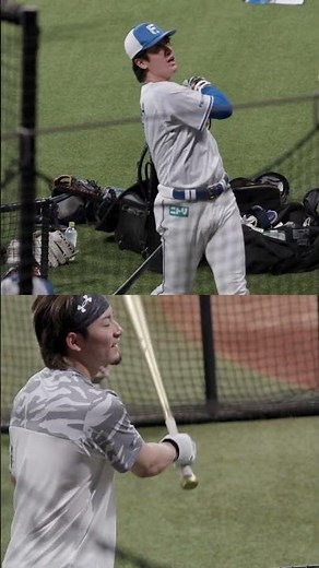 北山亘基投手にバッティングを教える水野達稀選手🔥#ドミれ #lovefighters