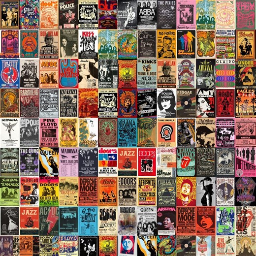 300  Retro Concert Posters | Classic Rock Band Wall Art (digital Download) - Etsy