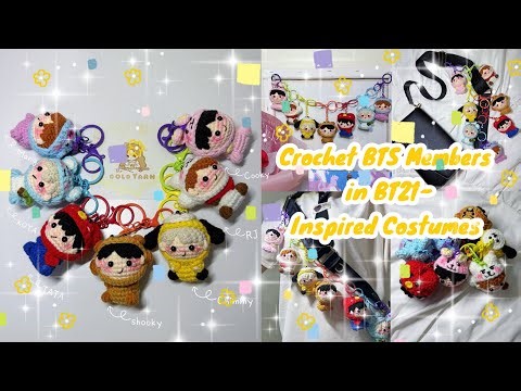 How to Crochet BTS Members in BT21-Inspired Costumes | All-in-One Kpop Doll DIY 🧵🐶