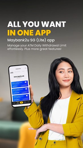 Adjust your ATM Daily Withdrawal Limit any time, using the Maybank2u SG (Lite) app. 🏧💵 ATM DAILY WITHDRAWAL LIMIT As your needs change from day to day, our app makes it easy for you to manage your limit accordingly! 🪙💰 Download our app from maybank.sg/m2ulite today! ⬇️💾👍 #Maybank2u | Maybank
