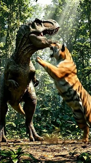Dinosaur vs Tiger 🐅🦖 Ultimate Fight – Who Will Win? 😱