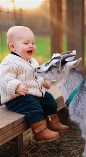 Baby Laugh & Goat Nibble 😂🐐 #babylaughs #goatcute