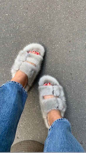 Slippers en véritable fourrure de vison 100% Italien | Aufeminin Shop