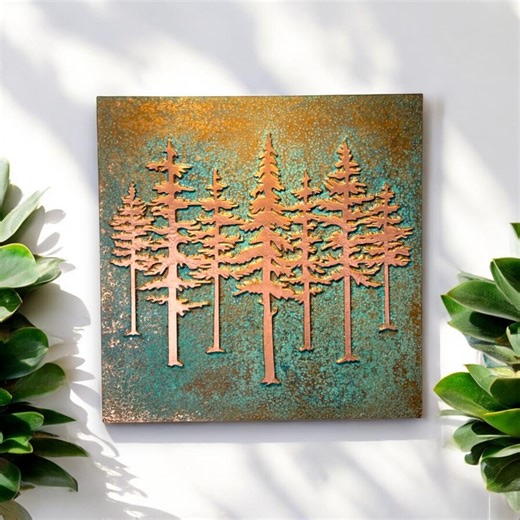 Rustic Copper Wall Art | Farmhouse Decor | Copper Wall Hangings | Copper Decor | Textured Wall Art - Etsy