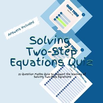 Maths Solving Two-Step Equations Quiz Game Activity