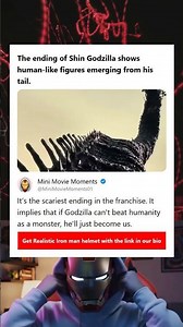 The ending of Shin Godzilla shows human-like figures emerging from his tail