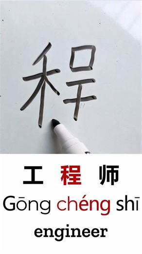 How to Write ENGINEER in Chinese Language Gōng Chéng Shī 工程师 in Chinese Characters Handwriting