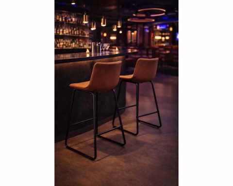 Set of 2 PU Leather Bar Stools, 26-inch Counter Height Chairs With Backrest - Etsy