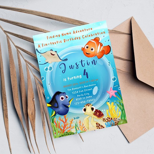 Editable Finding Nemo Birthday Invitation Template, Finding Dory Birthday Printable Invitation, Under the Sea Kids Invite, Instant Download - Etsy