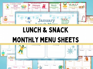 Kids School Lunch Menu; Monthly Lunch & Snack Menu Templates; Fillable and Printable; Holiday Lunch Planner; Fillable Monthly Lunch Planner - Etsy