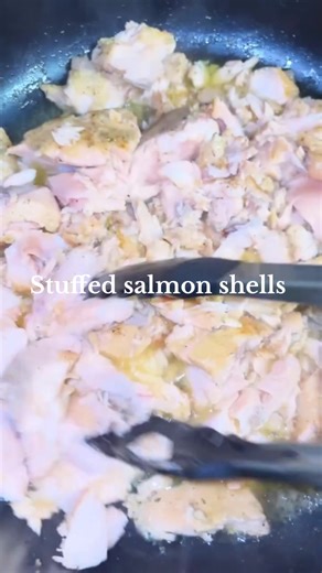 Stuffed Salmon Shells 🍝 🍣 #foodforthought #pasta #yummy #foodie #homemademeals