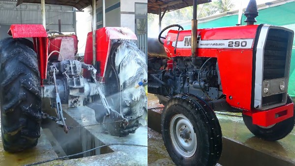 Giant Tractor Gets the Ultimate Wash with Stunning Results