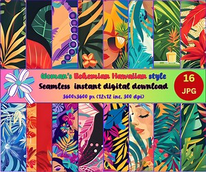 Bohemian Hawaiian Patterns: Seamless Tropical Designs (digital Download) - Etsy Australia