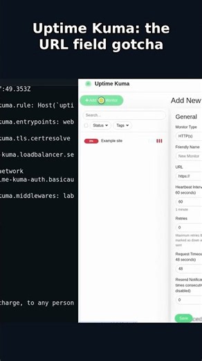 Uptime Kuma: the URL field gotcha #Shorts