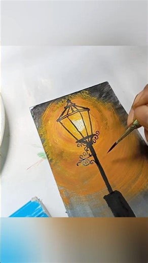 "How to Paint a Glowing Lamp | Easy Night Scene Acrylic Art tutorial...