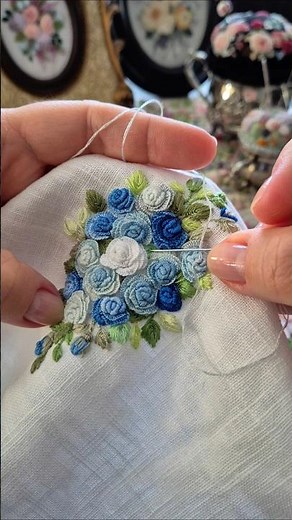 Embroider a Cast-On Stitch Blue Flower Garden Brazilian Embroidery Tutorial #handmade #handbroidery