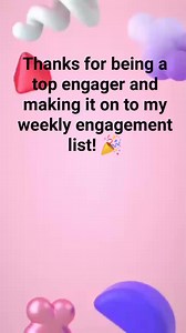 Thanks for being a top engager and making it on to my weekly engagement list! 🎉 Siera Spies, Marie Helene Turpin, Gloria Lake, Minnie R Hudson, Mayona Gomez, Williamae Jones | Onyebuchi Onwuzuruike