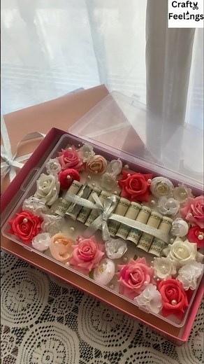 DIY Money Flower Gift Box 🎁 | Surprise Cash Flower Box Idea for Wedding & Birthday #diy #shorts