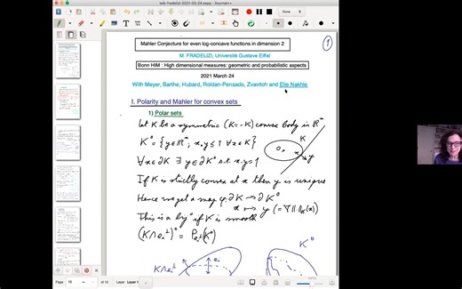 Matthieu Fradelizi：二维偶数log-concave functions的Mahler conjecture的functional form