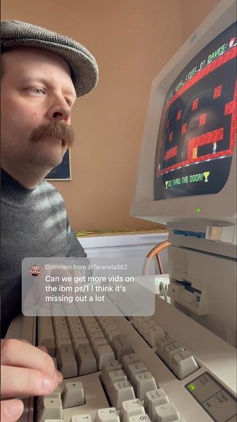 Retro PC ASMR: Dangerous Dave on an IBM PS/1 with Model M keyboard #retrocomputing #doscember