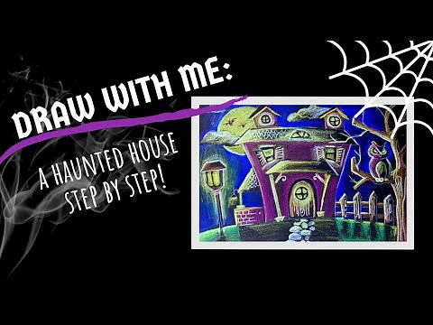 How to draw a haunted house step by step