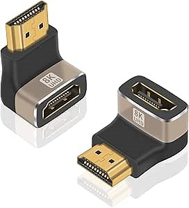 Duttek 8K HDMI 2.1 Extender Adapter, 90 Degree Upward Angle Male to Female HDMI Adapter Extender Connector for TV, Roku, Fire Stick, Chromecast, Switch, Laptop, PC (2 Pack)