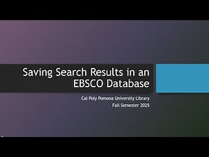 Saving Search Results in an EBSCO Database