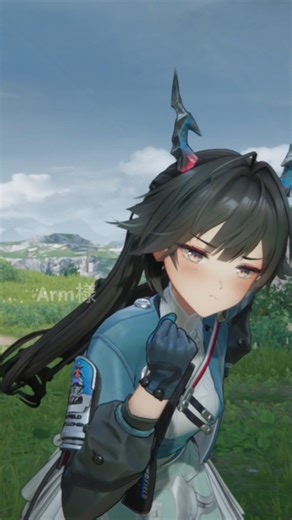 The character's embarrassed expression. | arknights endfield #shorts