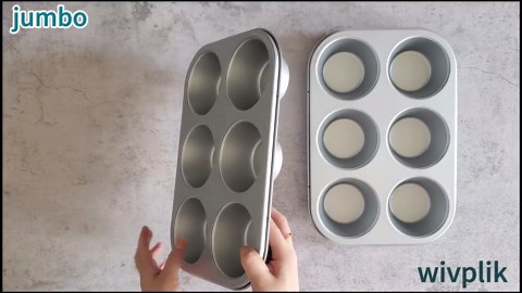 Nonstick jumbo Muffin Pans 6 Cups，2 Pack Extra Large Cupcake Tins for Baking，Premmium Non-stick Coating for Non-Toxic,Heavy Duty Carbon Steel, 3.5 dia,Deep Muffin Tray