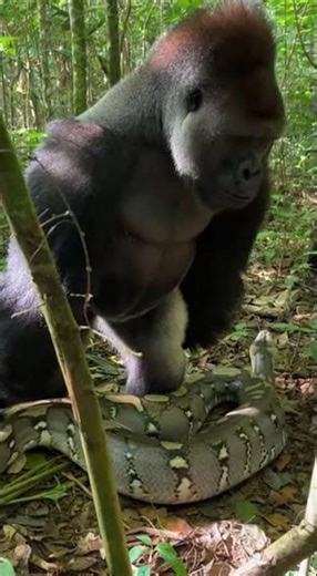 Gorilla Saves Baby From Python Attack!