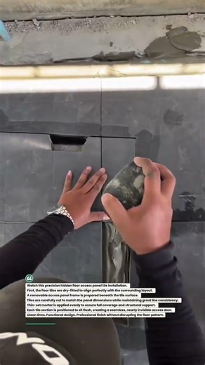 Hidden Floor Access Panel Tile Install #TileWork #Construction #HomeImprovement