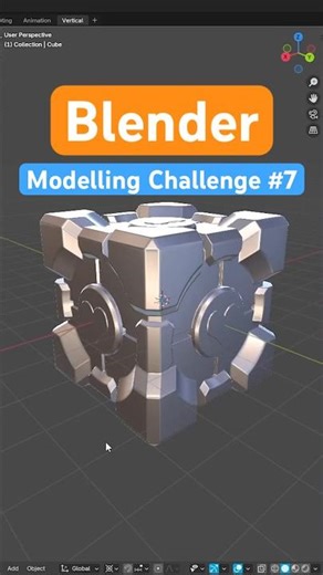 Blender Modelling Challenge 7 Companion Cube | #blender3d #blendertutorial #blendermodeling
